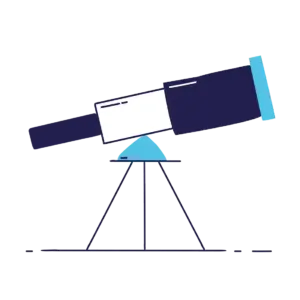 illustrazione di un telescopio, concetto visione